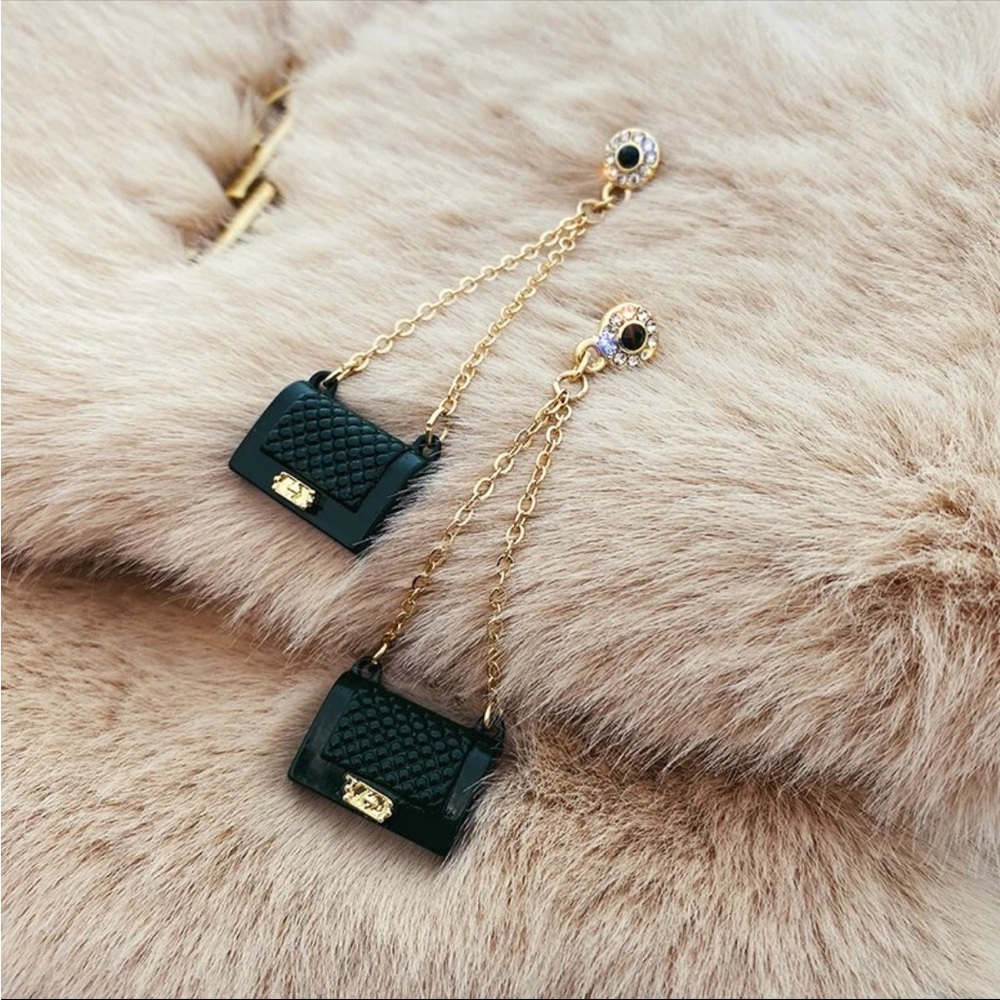 Boy Bag Green Earrings Purse Gold Rhinestone Mini Cute CoCo Jewelry Designer hot